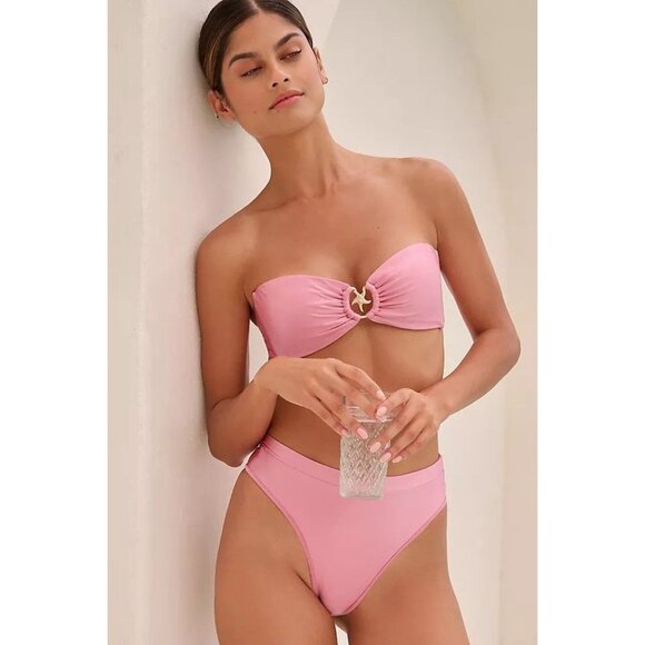 NWT Anthropologie L*Space Women Frenchie Bitsy Bikini Bottom Pink/Rose Small - Picture 2 of 3